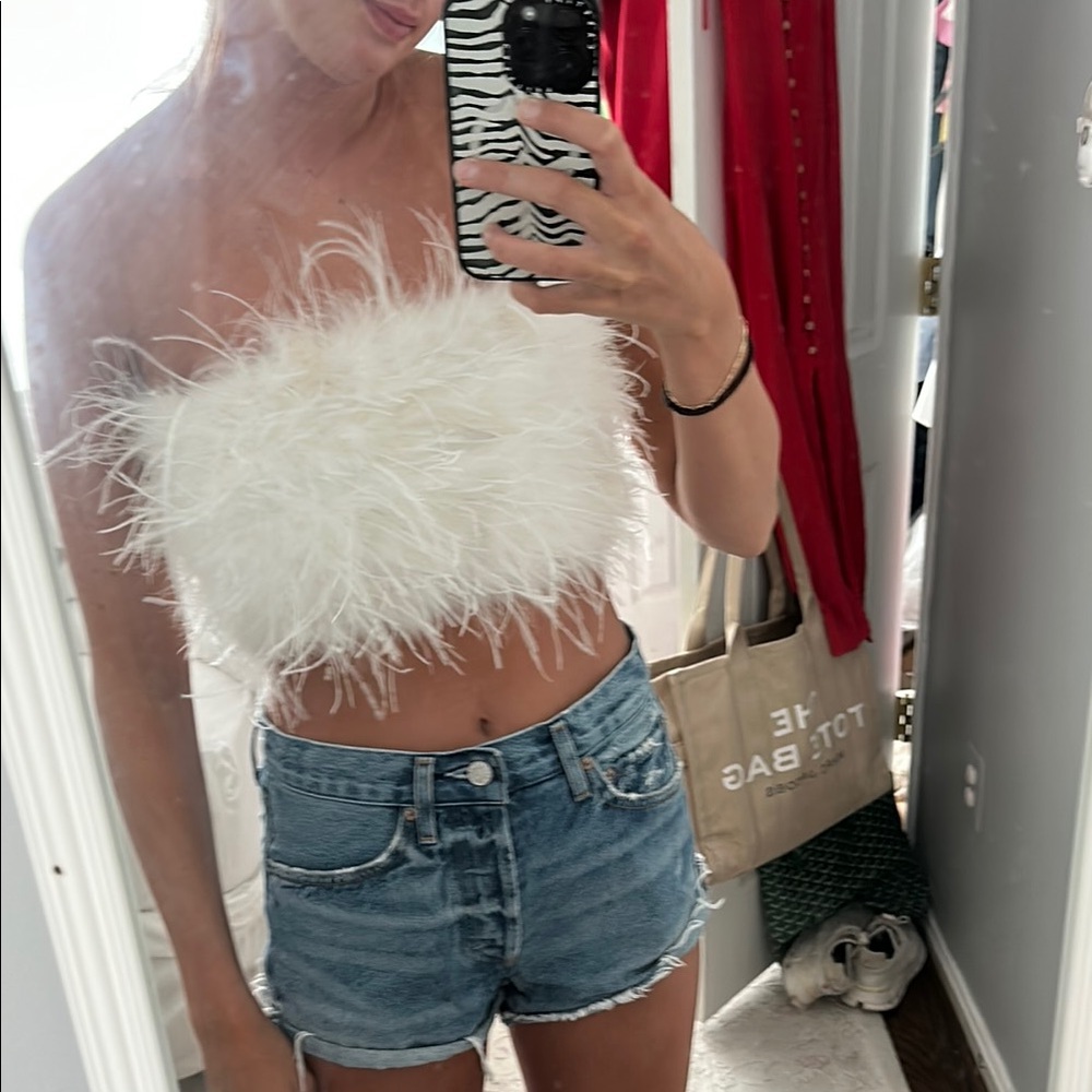 White Feather Tube Top